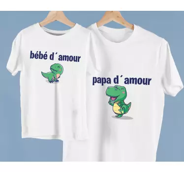 Dino isä ja poika isälle ja pojalle samanlaiset paidat - Tenstickers