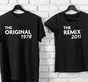 "The original" ja "The remix" isä ja poika samanlaiset paidat - Tenstickers
