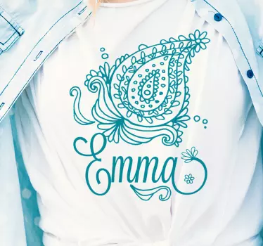 Elegantti kukkainen nimisuunnittelu t-paita - Tenstickers