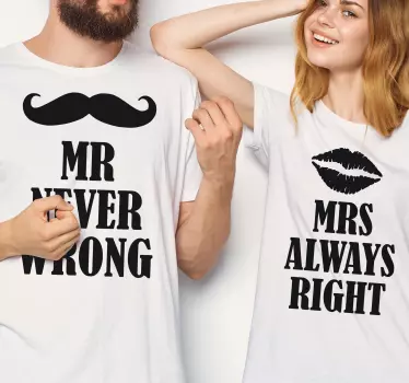 Herra aina oikeassa rouva aina oikeassa parin t-paita - Tenstickers
