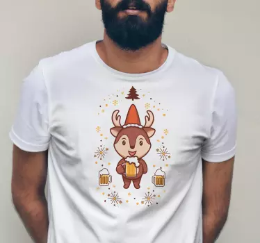 Olut poro joulu t-paita - Tenstickers