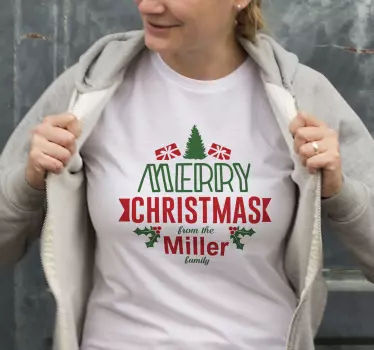 Muokattava Merry Christmas joulu t-paita - Tenstickers