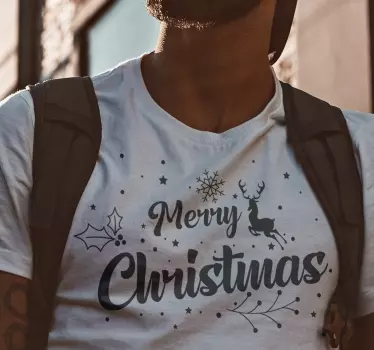 Merry Christmas poro joulu t-paita - Tenstickers