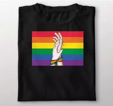 Ihmisen kädet ja lgbt sateenkaari nauha t-paita - Tenstickers