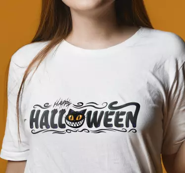 Iloinen kissa halloweenjuhliin t-paita - Tenstickers
