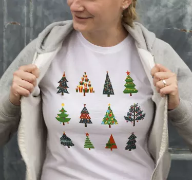 Iloiset joulupuut t-paita jouluksi - Tenstickers