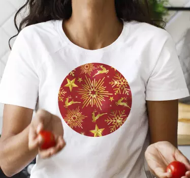 Punaiset poron tähdet t-paita jouluksi - Tenstickers