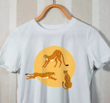 Keltainen leopardikuvioinen t-paita - Tenstickers