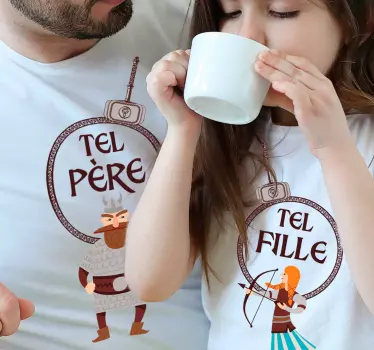 Kuin isä kuin tytär teksti isälle ja pojalle samanlaiset paidat - Tenstickers