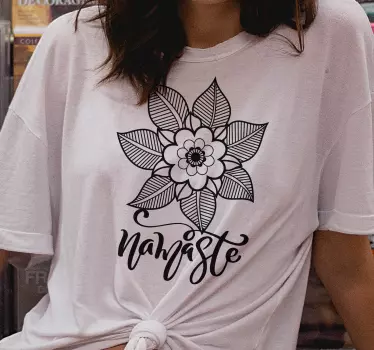 Kukka namaste teksti t-paita - Tenstickers