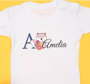 Kukkakuvioinen alkukirjainkettu vauvalle t-paita - Tenstickers