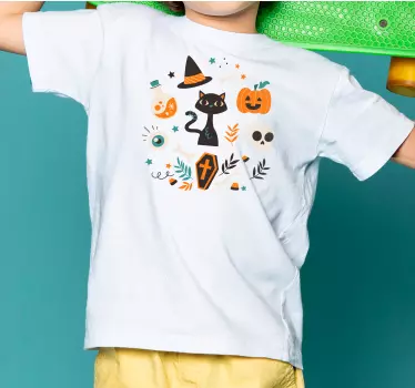 Lasten t-paita halloween-kissapuku - Tenstickers