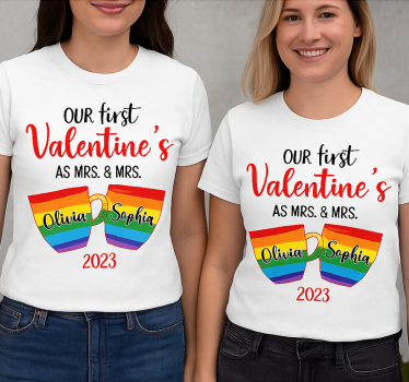 Lgbt ensimmäinen ystävänpäiväparin t-paita - Tenstickers