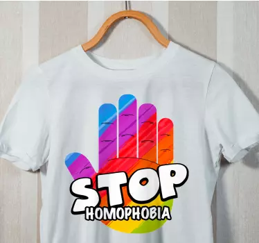 Lopeta homofobia käsite käsi t-paita - Tenstickers