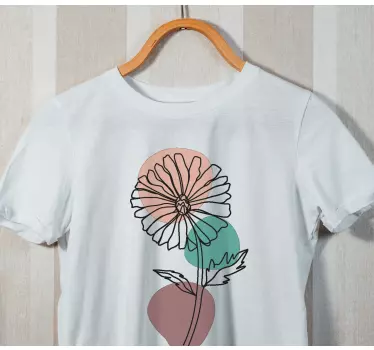 Päivänkakkara kukka linja taide design t-paita - Tenstickers