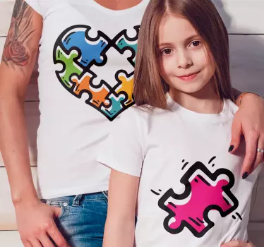 Palapelin sydän tpaita äiti tytär - Tenstickers