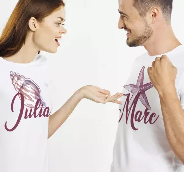 Meriteema nimillä parin t-paita - Tenstickers
