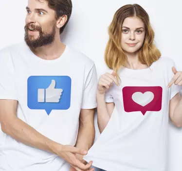 Peukalot ylös ja sydän samanlaiset paidat - Tenstickers