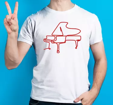 Piano ääriviivakuva t-paita - Tenstickers