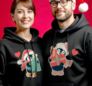 Pingviinipari rakastunut jouluna parin t-paita - Tenstickers