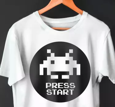Pikselin paina start t-paita - Tenstickers