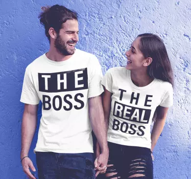 Pomo ja todellinen pomo Couple T Shirts - Tenstickers