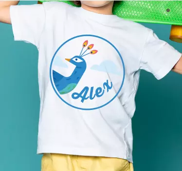Riikinkukko, jolla on nimi lasten t-paita - Tenstickers