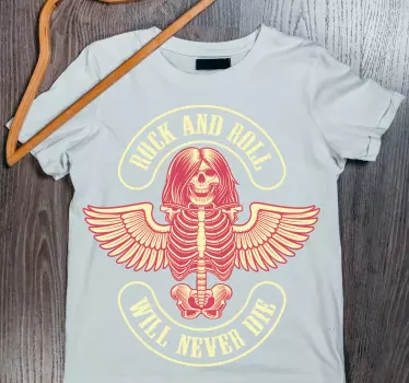 Rock ei koskaan kuole luuranko design-t-paita - Tenstickers