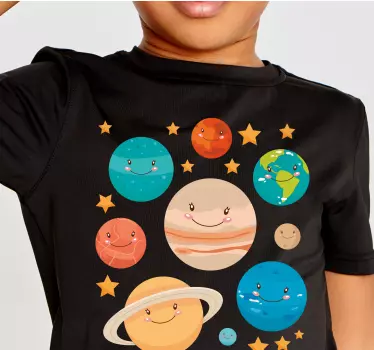 Sarjakuva hymiö planeettoja paita lapselle - Tenstickers
