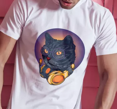 Kissa kuulokkeilla t-paita - Tenstickers