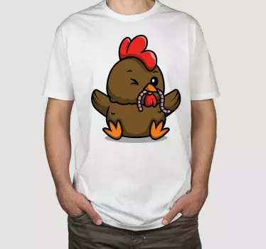 Söpö kana ja madot t-paita - Tenstickers