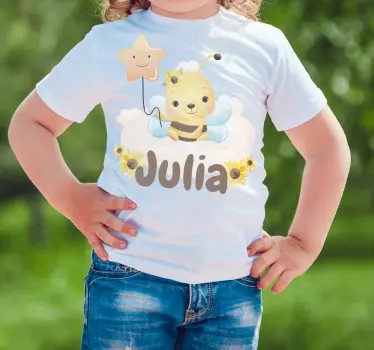Söpö mehiläinen ja tähti lasten t-paita - Tenstickers
