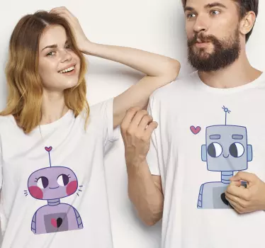 Söpö robottipari t-paidat - Tenstickers
