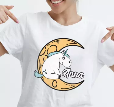 Söpö yksisarvinen kuu design t-paita - Tenstickers