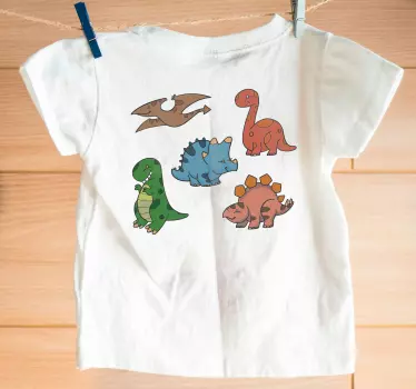 Suloiset dinosaurusten kuvat lasten t-paita - Tenstickers