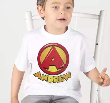 Super alkukirjain paita lapselle - Tenstickers