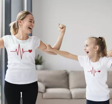 Sydämenlyönti side äiti ja tytär t-paita - Tenstickers