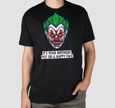Syntymäpäiväklovnin kasvot t-paita halloweeniksi - Tenstickers
