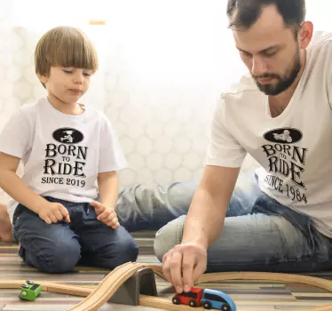 Syntynyt ajamaan isän pojan t-paita - Tenstickers