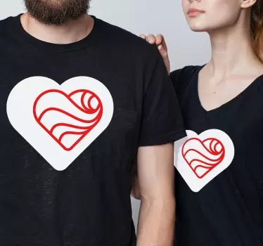 Valkoiset ja punaiset sydämet samanlaiset paidat - Tenstickers
