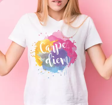 Värikäs carpe diem kuvitus t-paita - Tenstickers