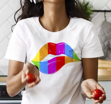Värikäs huulijälki t-paita - Tenstickers