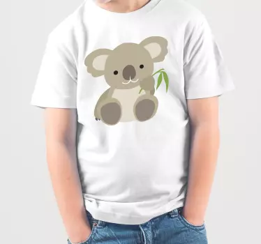 Vauvalle t-paita suloinen koala lehti kädessä - Tenstickers