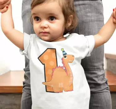 Vauvan syntymäpäivän dinosaurus t-paita - Tenstickers