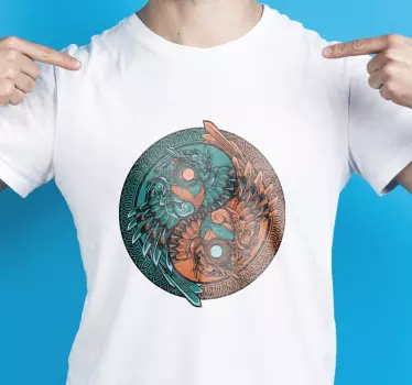 Yin yang pöllö kuvitus t-paita - Tenstickers