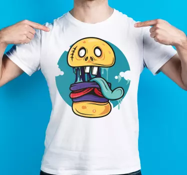 Zombie burger sarjakuva t-paita - Tenstickers