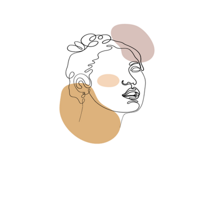 Abstraktit kasvot ja ympyrät valkoinen vinyylimatto - Tenstickers