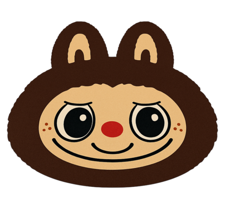 Ruskea labubu-muotoilu vinyylimatto - Tenstickers