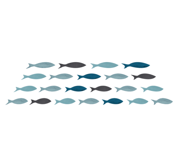 Siniset kalat siluetit eläin vinyylimatto - Tenstickers