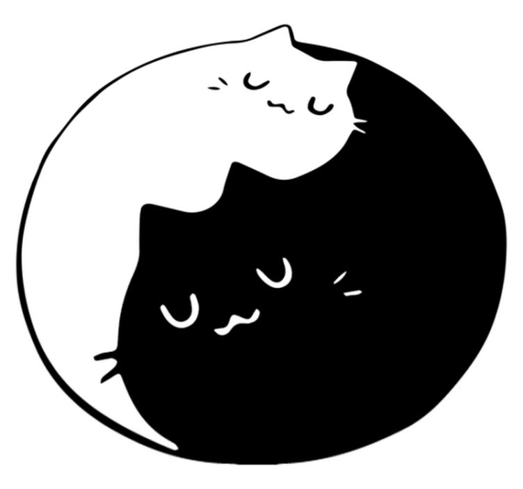Yin yang kissat eläin vinyylimatto - Tenstickers